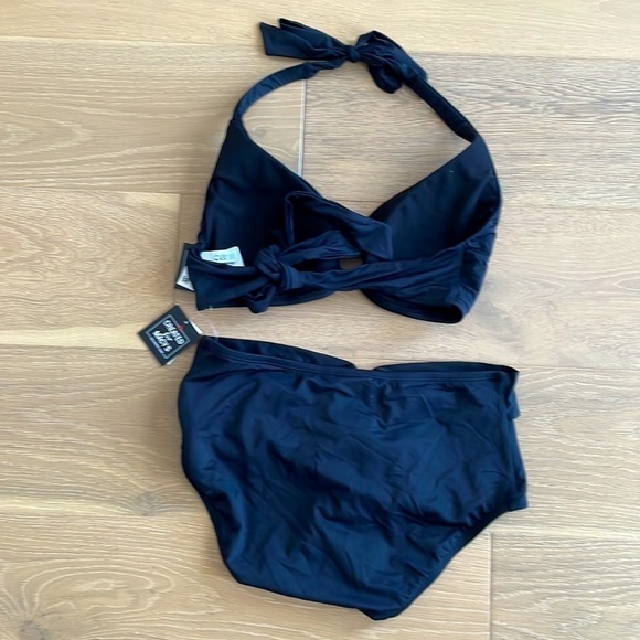 Nwt Bar III Sunset Solids Ring Halter Two Piece Bikini - M - Picture 2 of 5